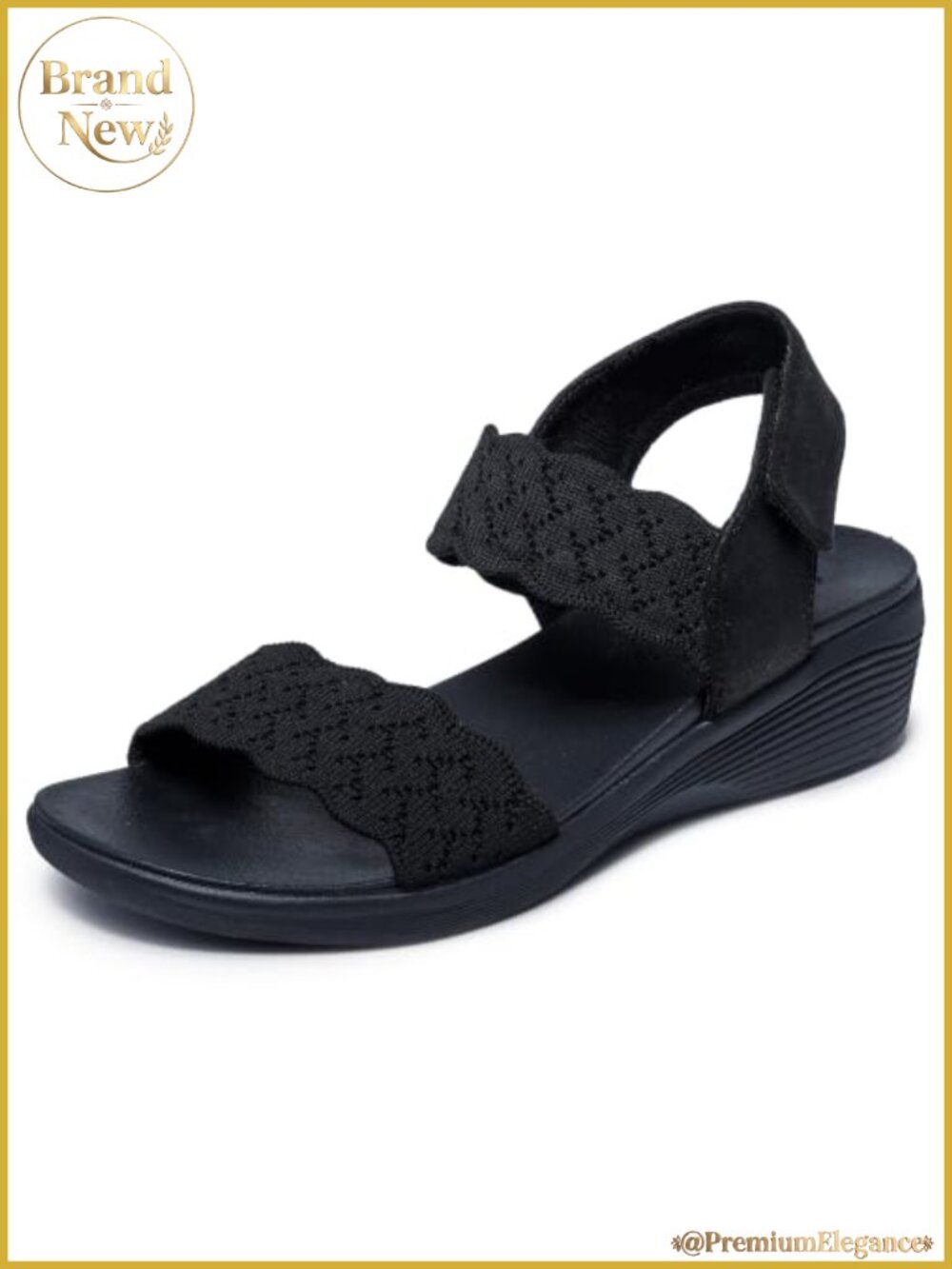 Luxe Foam Scalloped Knit Slingback Sandal Open Toe Wedge